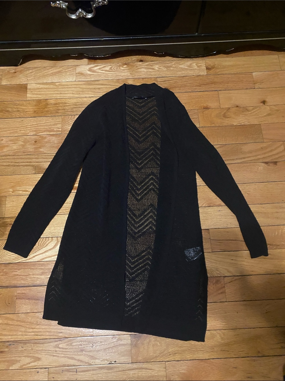 INC International Concepts Black Open-Front Longline Cardigan